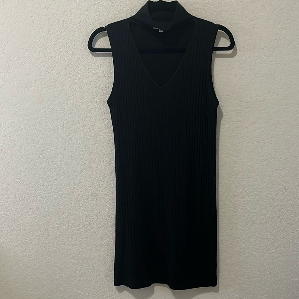 LNA Black Ribbed Choker Mini Dress, Size XS
